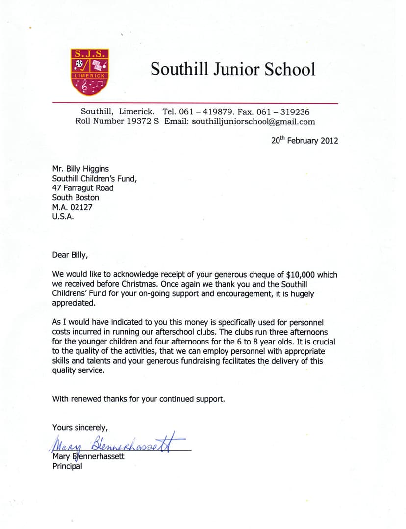 Southill Children s Fund donated a generous cheque of $10,000 to the Southill Junior School